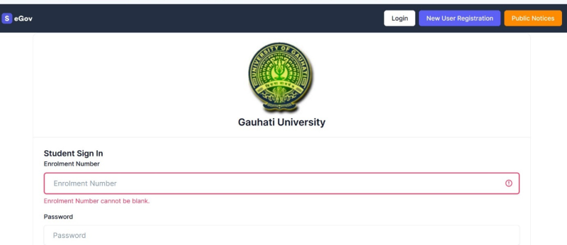 Gauhati University 2nd Semester Form fill up in Samarth